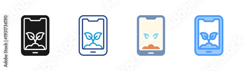 Mobile Growth icon set multiple style collection