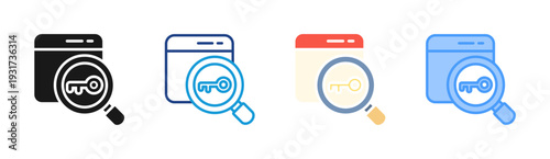 Keyword Access icon set multiple style collection