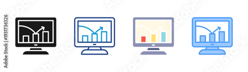 Performance Report icon set multiple style collection
