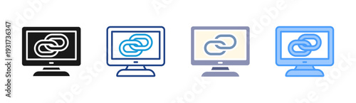 Link Monitor icon set multiple style collection