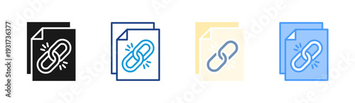 Link Document icon set multiple style collection