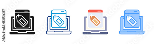 Price Tag icon set multiple style collection