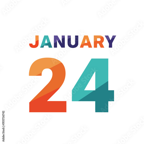 A crisp, colorful, and modern digital calendar date display for January 24. Perfect for sleek event announcements, daily reminders, and contemporary
