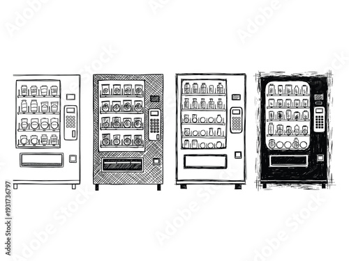 vending machine row commercial concept illustration