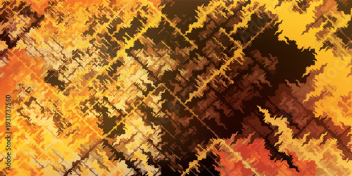 Abstract fiery orange and yellow digital art with jagged lines and patterns.