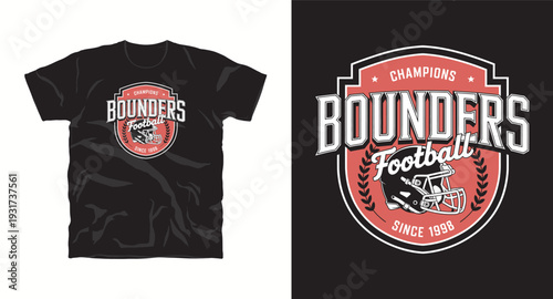 Vintage american football champions bounders team logo with helmet and wreath