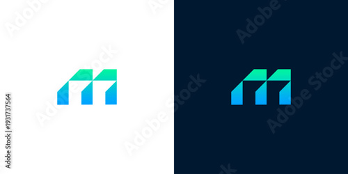 Modern abstract geometric letter M logo design representing technology, innovation, and digital solutions, suitable for various corporate branding projects and startups