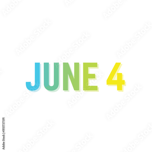 Dynamic June Fourth Calendar Entry Celebrating Summer Events and Date Specific Reminders Graphic Element Vivid and Clear