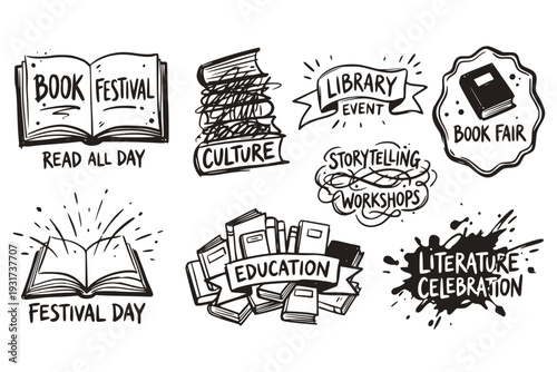 Book Festival Bright Poster Banner Book Fair Concept Open Close Books Education Culture Festival Library Literature Event