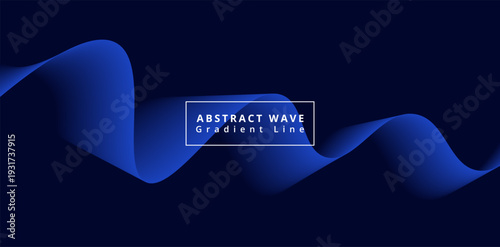 A modern abstract wave design with a gradient line on a dark blue background