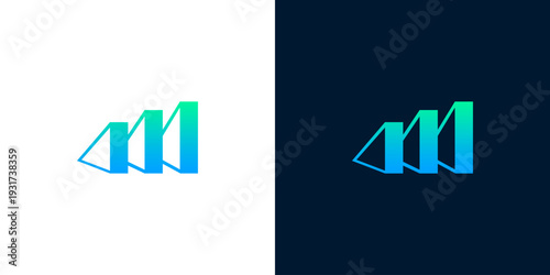Modern digital signal strength icon with a vibrant blue-green gradient, representing growth, connectivity, and data analytics in a sleek abstract design