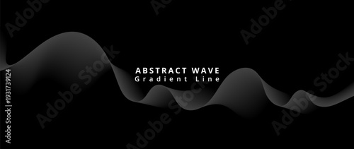A modern abstract wave design with a gradient line on a black background