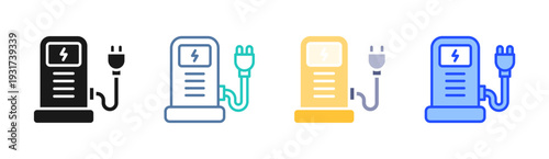 Power Plug icon set multiple style collection