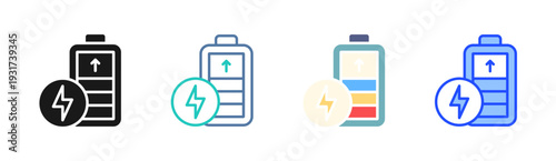 Power Battery icon set multiple style collection