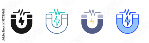 Power Magnet icon set multiple style collection