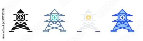 Power Transmission icon set multiple style collection