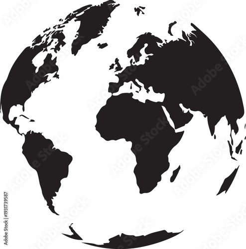 Minimal World Globe Earth Silhouette Vector Icon Global Business Climate Change Sustainability Concept Transparent Background