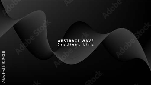 A modern abstract wave design with a gradient line on a black background