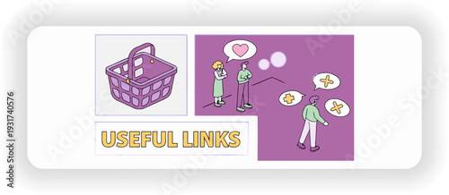 Web Page Useful Links and Shopping Cart Icon: A user-friendly web page design showcasing essential links and an intuitive shopping cart icon.