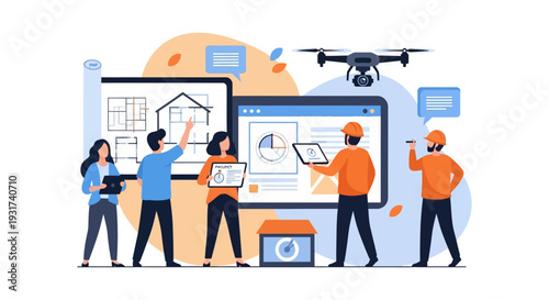 Modern Construction & Architecture: Team Uses Drone Tech & Digital Plans for Project Management
