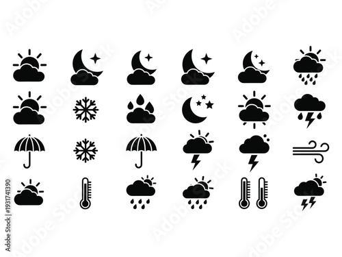 Weather Icons Forecast Collection Meteorology Symbols