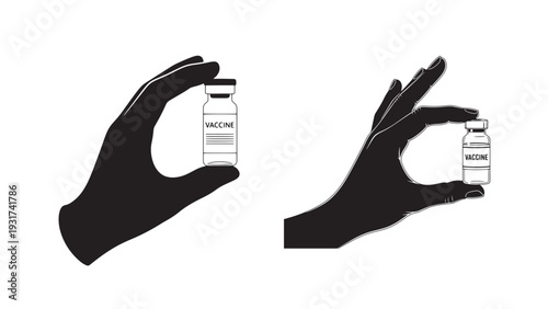 Hands Holding Vaccine Vials And Ampoules Illustration Representing Immunization Supply, Cold-Chain Management And Pharmaceutical Handling Vector Illustration