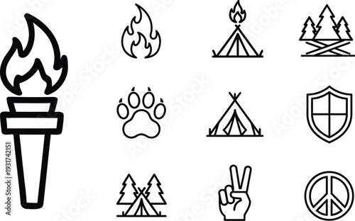 Outdoor adventure and safety icons