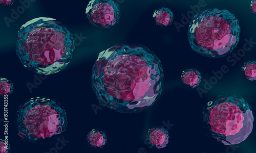 Stem Cell Nucleus Structure, Extreme Close-Up, Biotechnology Research Background