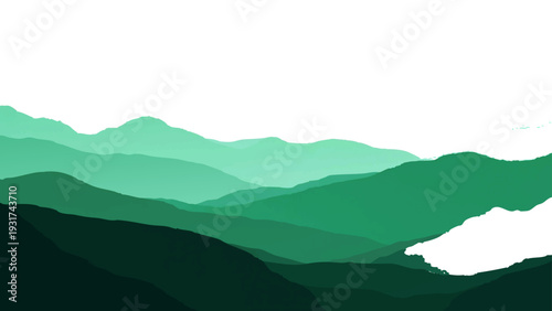 Vector Emerald Silhouette. The rolling hills cascade in an array of verdant tones, offering a calming vista with a sense of depth and tranquility. A serene tableau.