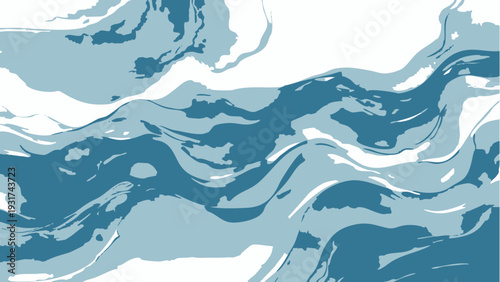 Vector Abstract Fluidity A depiction of flowing water in varying shades of azure. The artwork creates a sense of dynamic movement and raw energy.