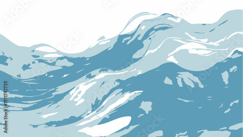 Vector Oceanic Crescendo. An abstract representation of waves in motion, conveying a sense of fluidity and the raw power of the ocean. The illustration captures a moment of dynamic energy.