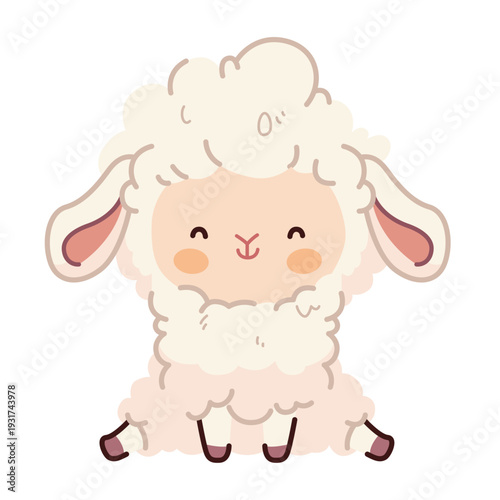 Photos Cute fluffy white sheep illustration