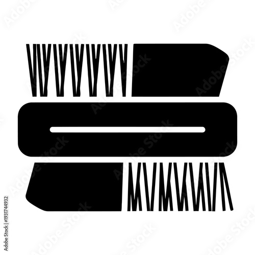 Double-sided cleaning brush icon silhouette for shoe care and household maintenance