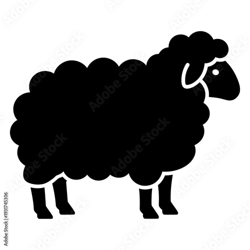Sheep standing profile black silhouette minimalist icon for graphic design