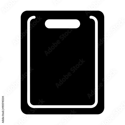 Cutting board icon flat black silhouette for kitchen food preparation minimalist vector design