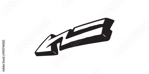 Graffiti Arrow Symbol with 3D Effect and Bold Lines.