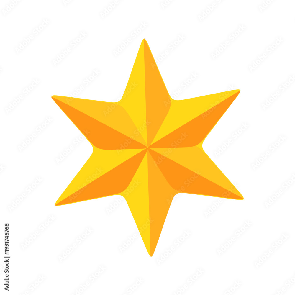 Obraz premium Six Pointed Star Graphic Modern Celestial Icon with Warm Yellow and Orange Tone Palette