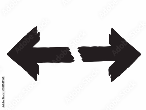 Broken black arrows pointing in opposite directions dynamically