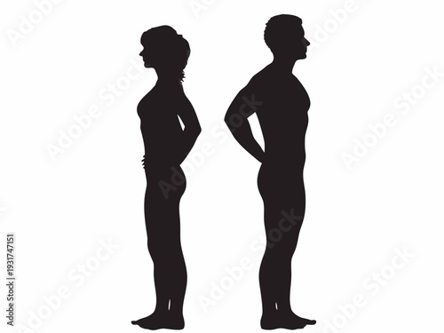 Man and Woman Standing Back to Back Silhouette