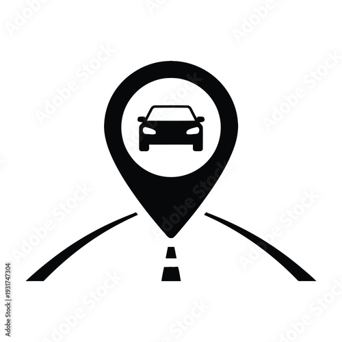 Minimalist map pinpointing vehicle location on roadway