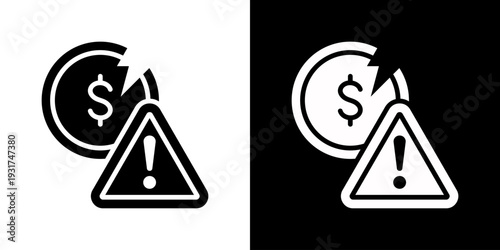 Financial Crisis Icon Set Vector Collection Isolated In Black And White