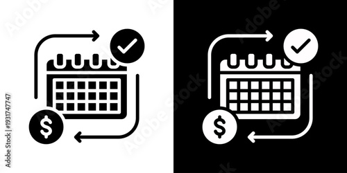 Subscription Model Icon Set Vector Collection Isolated In Black And White