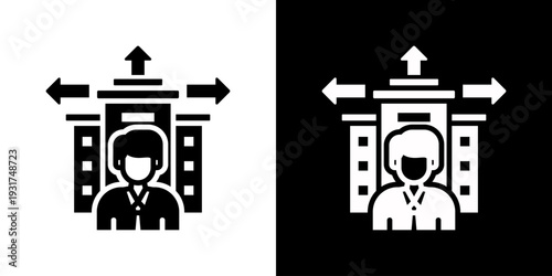 Outsourcing Icon Set Vector Collection Isolated In Black And White