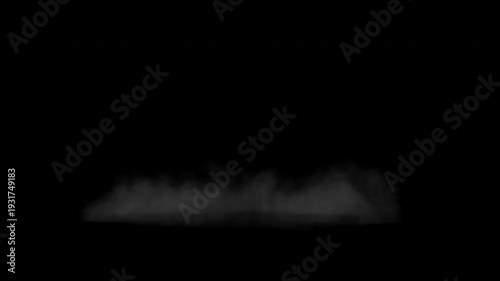 Realistic Ground Fog and Smoke Element on Black Background for Visual Effects.