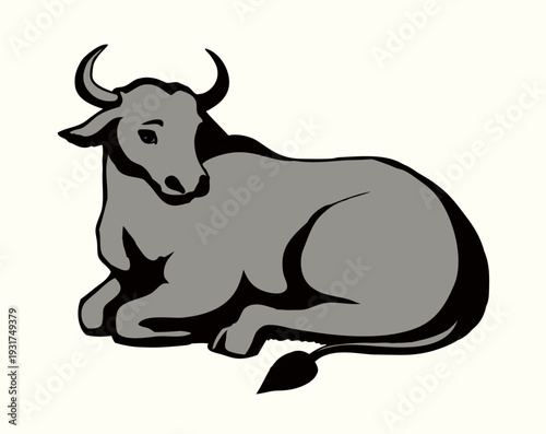 Vector drawing. Cute big cow