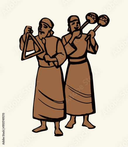 Vector drawing. People playing music