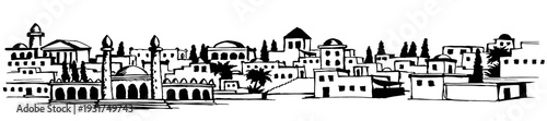 Vector drawing. Old arabic city