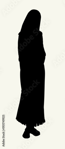 Vector drawing. Girl with a lamp