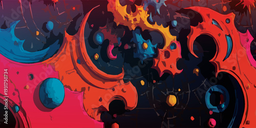 Vibrant Abstract Swirls and Orbs in a Dynamic Composition.