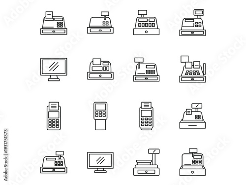 Point of Sale System Icons Business Transaction Technology